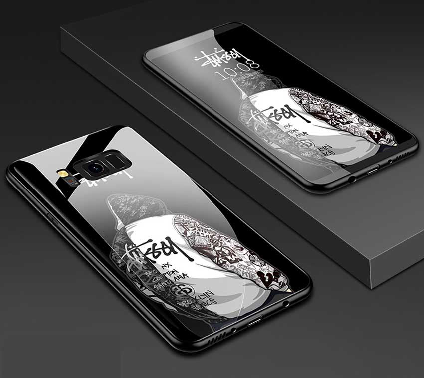 galaxys8+携帯ケースガラス背面