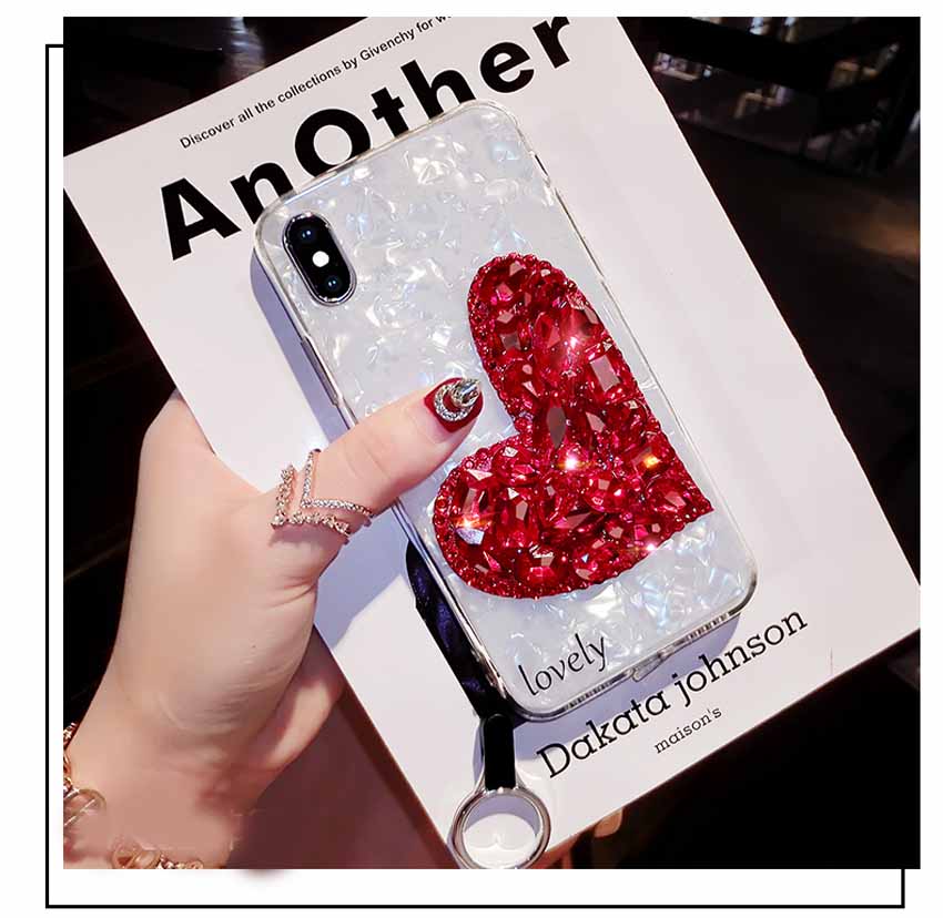 iphonexr ハートケース ネックストラップ付き