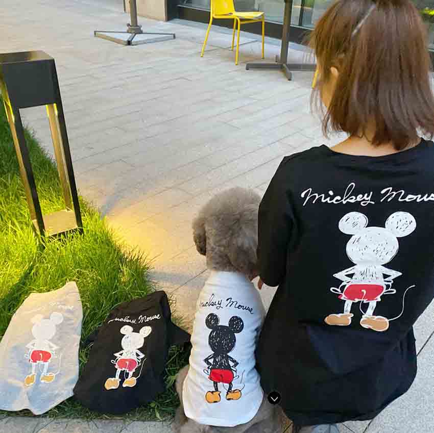 ディズニー ミッキー お飼い主と一緒 Tシャツ 夏モデル ペットウェア ペットと親子服 ミッキー かわいい