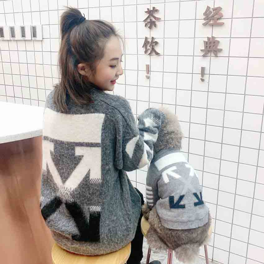 off-white 犬と親子服 ニットセーター