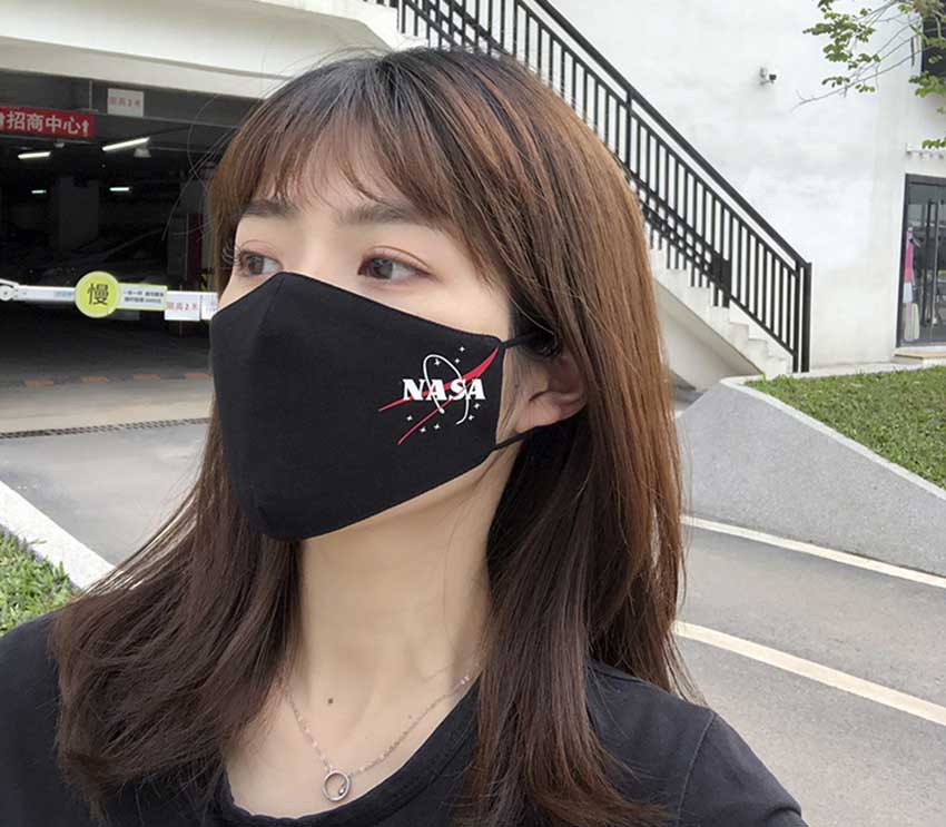 NASA マスク おしゃれ ナサ デザインマスク 立体的 ブラック ホワイトマスク ブランドマークいれ 洗える