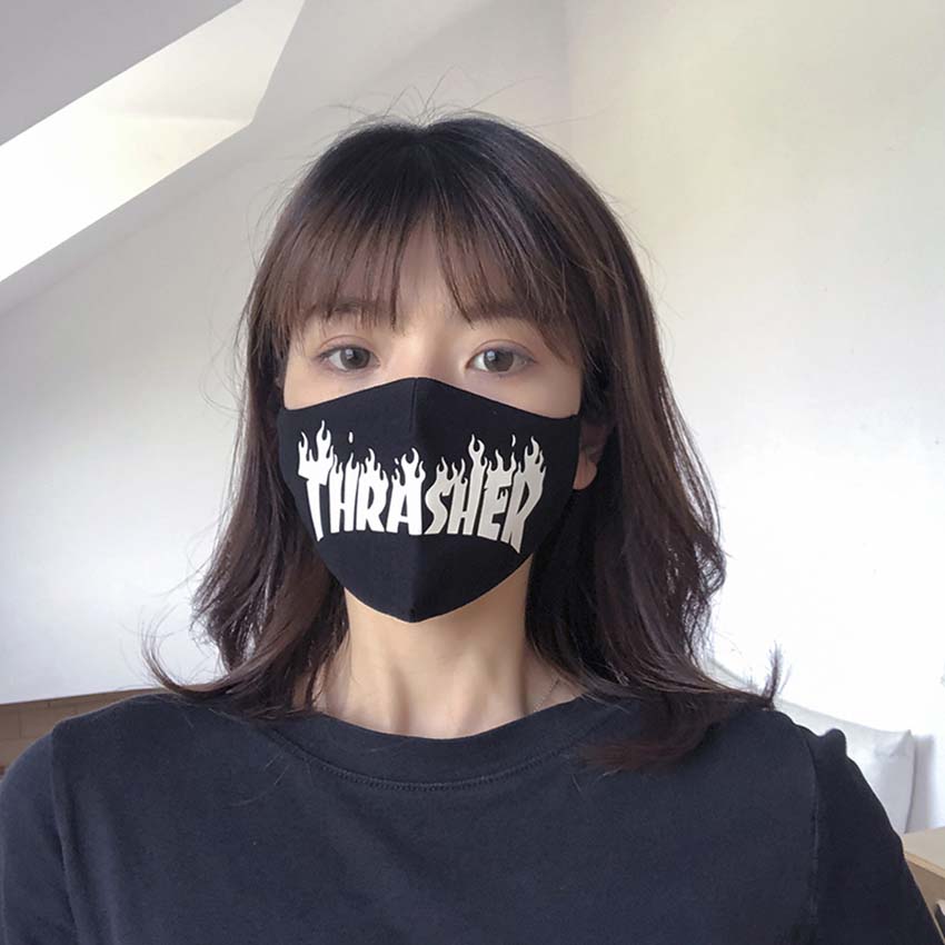 スラッシャー デザインマスク カッコイイ Thrasher ボックスログ マスク ブランド 綿マスク 洗える
