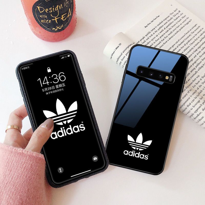 ガラス背面 galaxy s20+カバー Adidas 光沢面