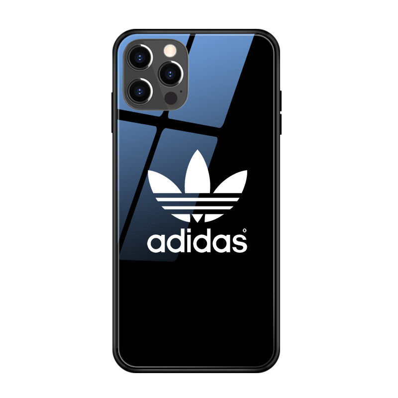 iphone12 ガラス背面ケース adidas