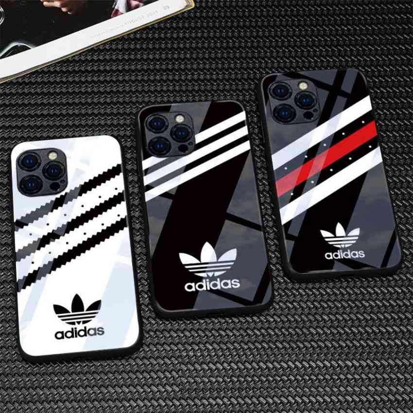 ガラス背面 iPhone12 12proカバー ADIDAS