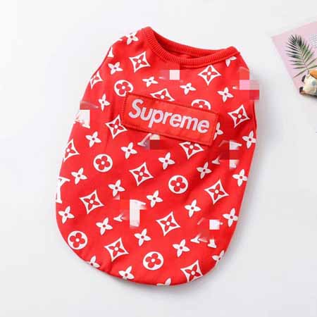 Supreme Lv ペット服 おしゃれ 犬の服 シャツ シュプリームｘルイヴィトン チョッキ ブランド洋服