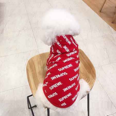 Supreme 犬用の服 可愛い ドッグウェア シュプリーム パーカー犬 薄型 Supreme 犬のｔシャツ おしゃれ