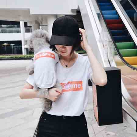 シュプリーム ピンクパンサー 犬と親子服 Tシャツ 犬 服 Supreme お飼い主とのペアルック かわいい