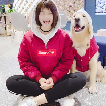 Supreme 大型犬 ダウンジャケット 可愛い シュプリーム 犬とのペアルック お飼い主と揃い