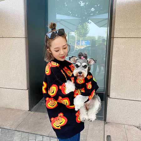 韓国風 春秋冬ペット服 ニットセーター 犬とのペアルック 可愛いクマ メリヤス服 ペットとの親子服